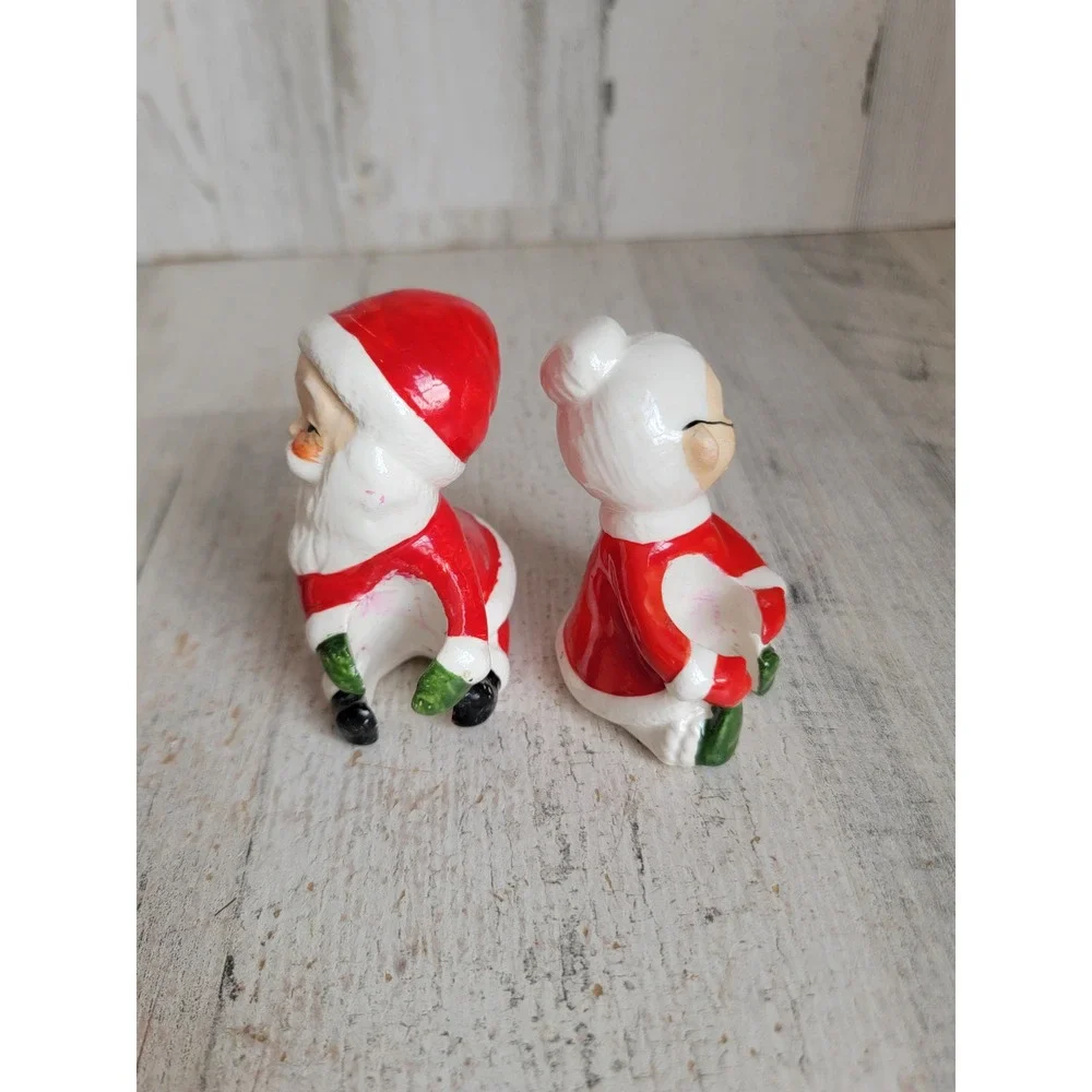 Japan vintage lefton Mr Mrs Santa Claus candle hugger holder set Xmas